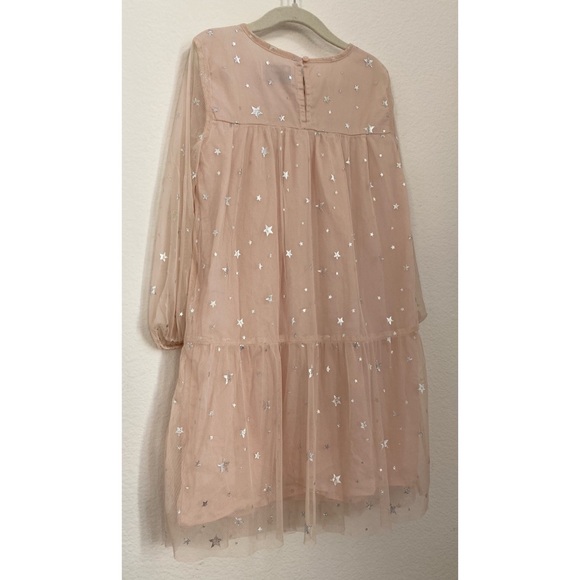 SOLD Old Navy • Light Pink Silver Metallic Star Sheer Sleeves Long Dress - Picture 13 of 15